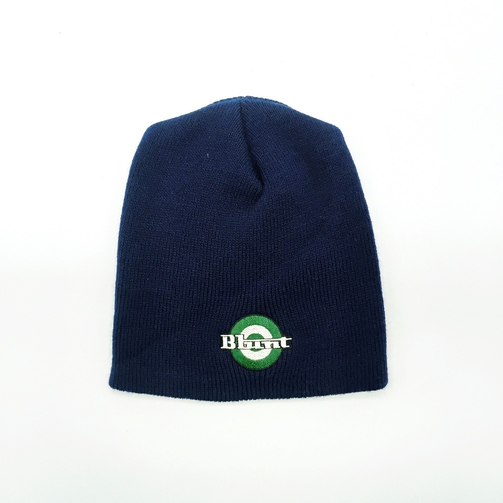 BLUNT Streetwear Dark Blue Direct Embroidery VINTAGE BEANIE SKULL CAP HAT Skate